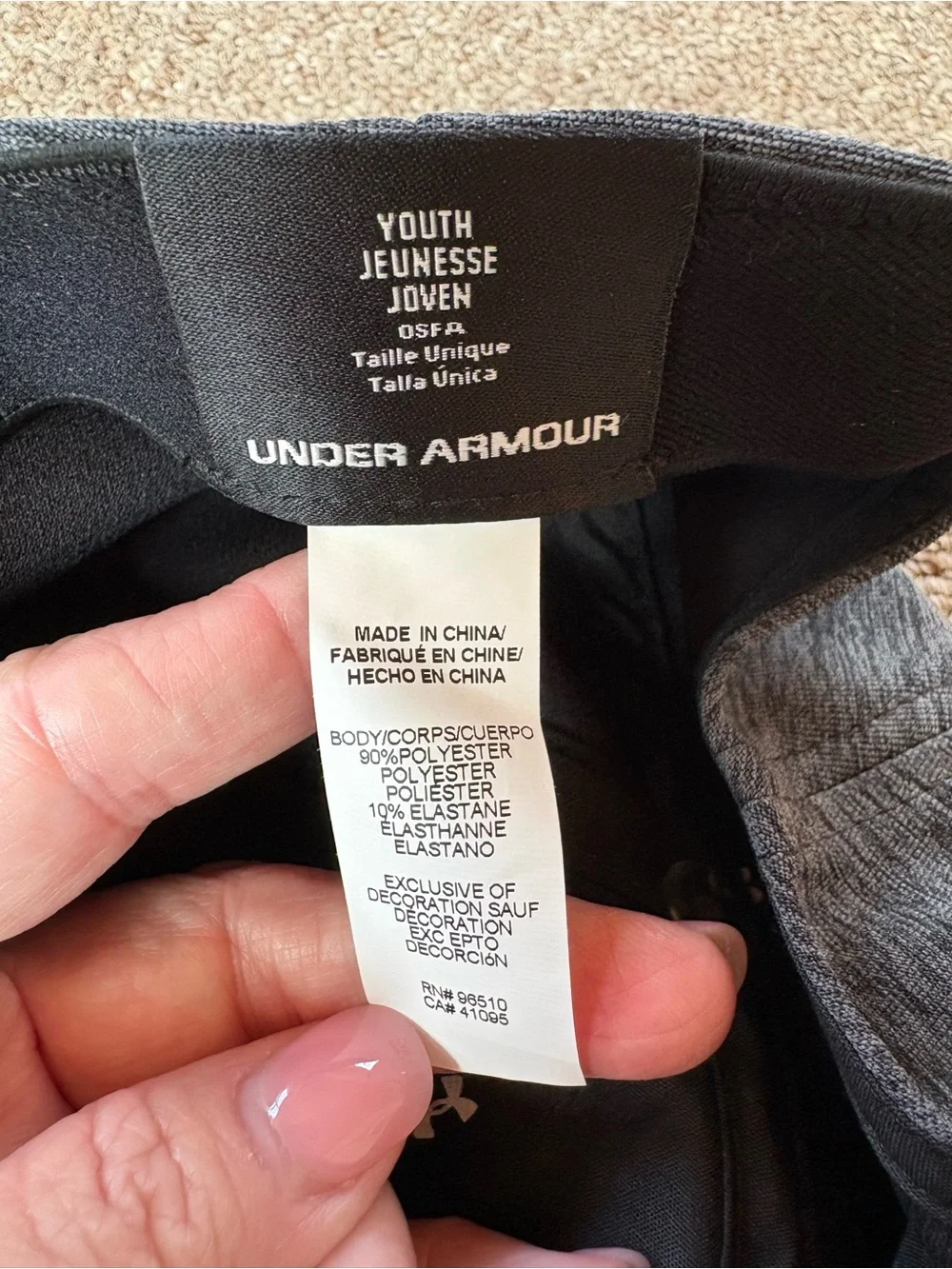 Under Armour Dark Gray Cap with Pink Logo and Rainbow Stitching
